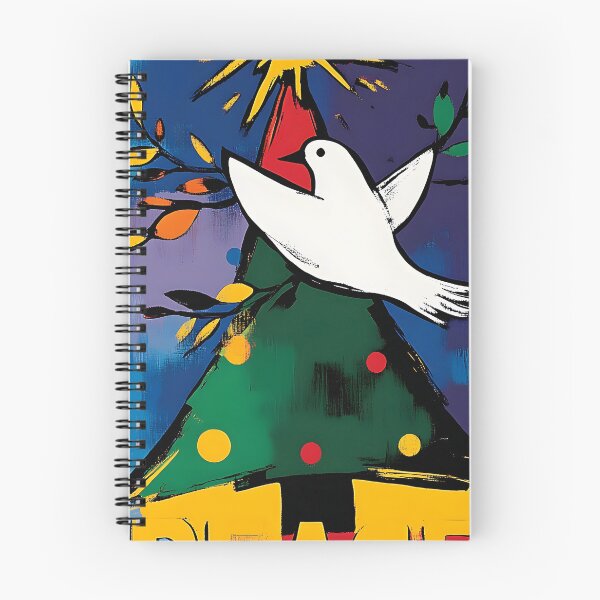 Item preview, White Dove with Olive Branch on a Festive Christmas Tree with Bold Peace Message Digital AI Art designed and sold by OlfactoART Studio.