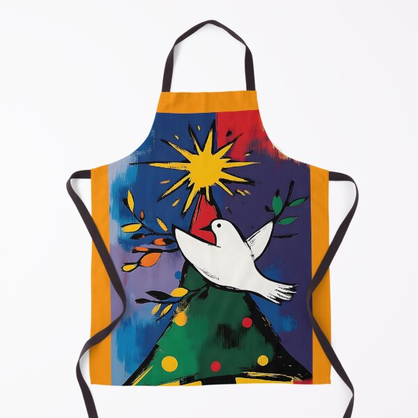 Item preview, White Dove with Olive Branch on a Festive Christmas Tree with Bold Peace Message Digital AI Art designed and sold by OlfactoART Studio.