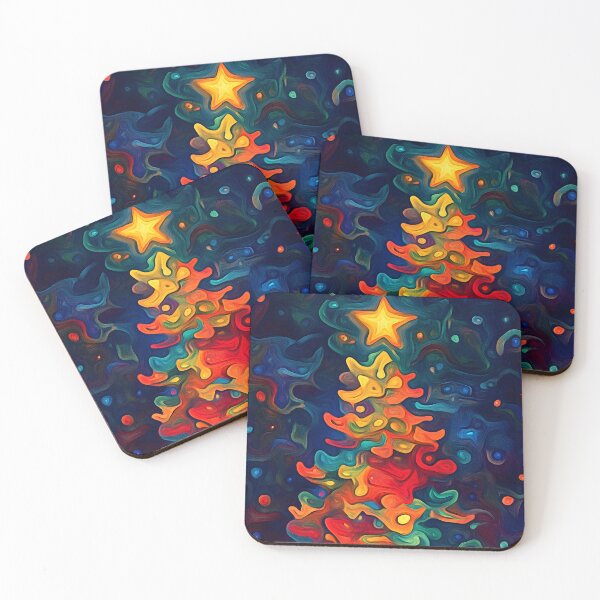 Item preview, Abstract Watercolor Christmas Tree - Swirling Patterns and Bright Star Against a Festive Backdrop designed and sold by OlfactoART Studio.
