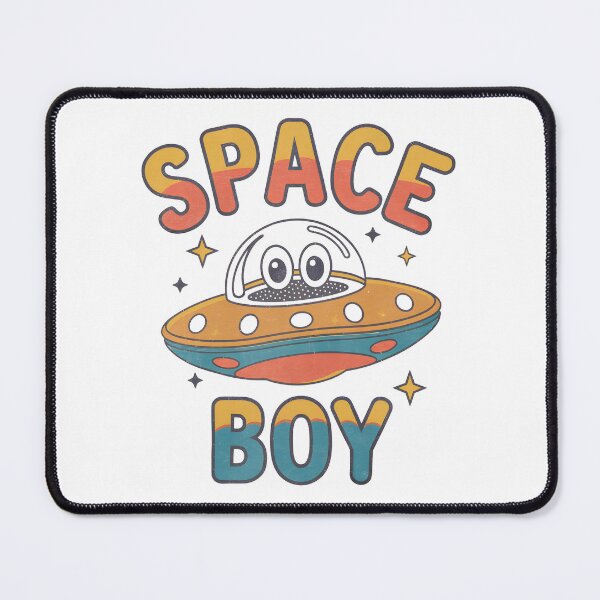 Item preview, UFO in vintage style with SPACE BOY Text designed and sold by GGZebra.