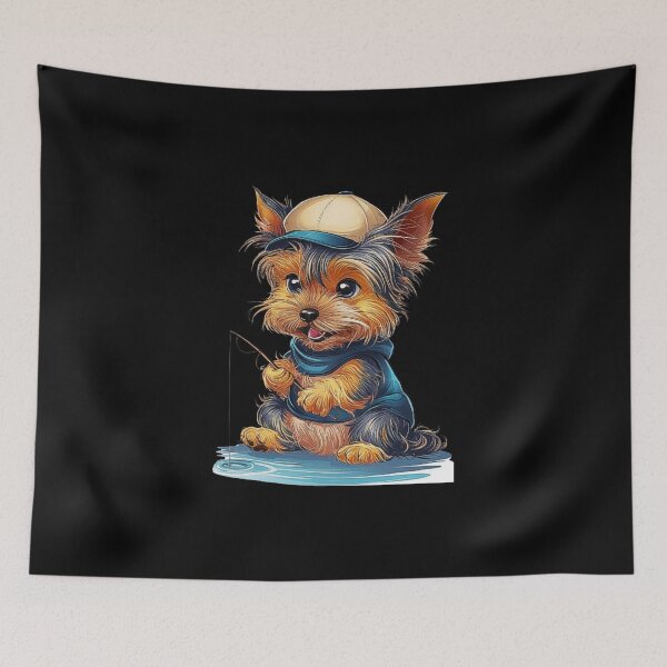 Item preview, Adorable Yorkie Puppy Fishing Adventure designed and sold by love3617.