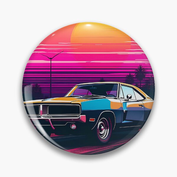 Item preview, Retro Muscle Car Sunset Scene designed and sold by VibeTCreations.