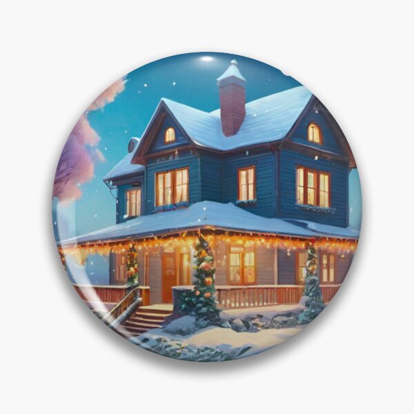 Item preview, Snow-Covered Christmas House Glowing Brightly designed and sold by GrizzlyCollective.
