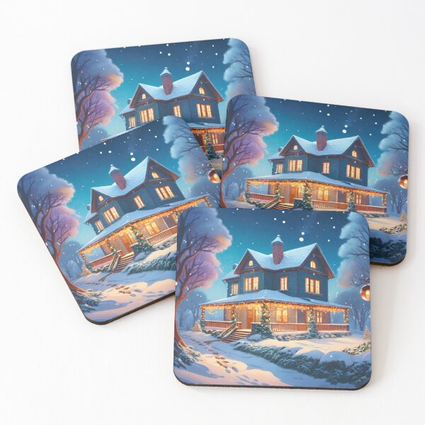 Item preview, Snow-Covered Christmas House Glowing Brightly designed and sold by GrizzlyCollective.