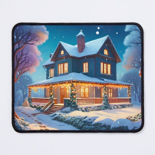 Item preview, Snow-Covered Christmas House Glowing Brightly designed and sold by GrizzlyCollective.