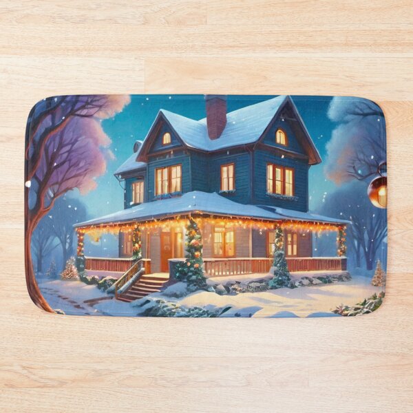 Item preview, Snow-Covered Christmas House Glowing Brightly designed and sold by GrizzlyCollective.
