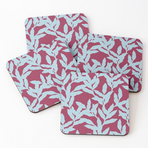 Item preview, Vibrant Leaf Trail - Sky Blue & Claret designed and sold by Sarah Thorpe Designs .