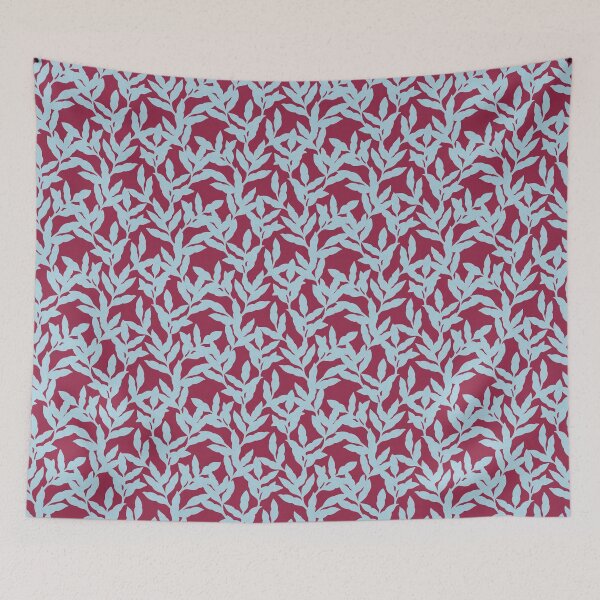 Item preview, Vibrant Leaf Trail - Sky Blue & Claret designed and sold by Sarah Thorpe Designs .