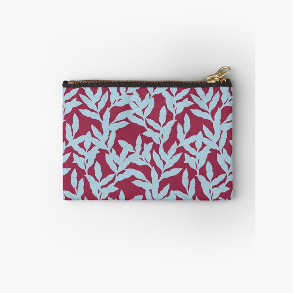 Item preview, Vibrant Leaf Trail - Sky Blue & Claret designed and sold by Sarah Thorpe Designs .
