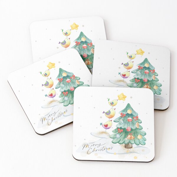 Item preview, Mission Star! Three adorable little birds in action decorating the Christmas tree. designed and sold by FreeSoulLab.