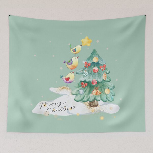 Item preview, Mission Star! Three adorable little birds in action decorating the Christmas tree. designed and sold by FreeSoulLab.