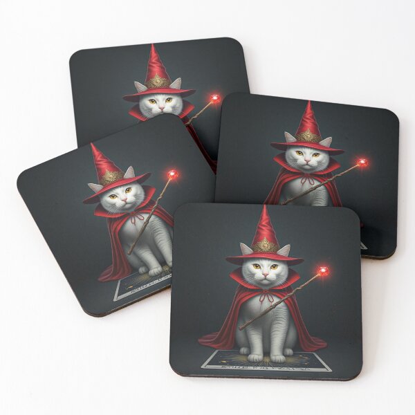 Item preview, The Feline Wizard: A Tarot Card of Magic and Mystery. Wizard Cat in Enchanted Red Robe. designed and sold by MarCreativArt.