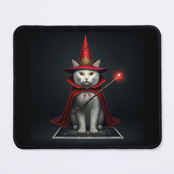Item preview, The Feline Wizard: A Tarot Card of Magic and Mystery. Wizard Cat in Enchanted Red Robe. designed and sold by MarCreativArt.