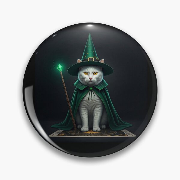 Item preview, The Feline Wizard: A Tarot Card of Magic and Mystery. Magical Wizard Cat in Green Robe. designed and sold by MarCreativArt.