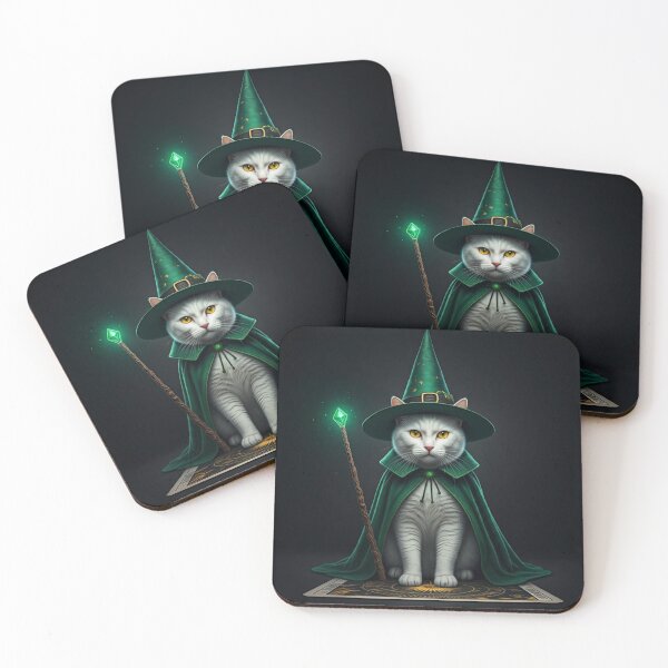 Item preview, The Feline Wizard: A Tarot Card of Magic and Mystery. Magical Wizard Cat in Green Robe. designed and sold by MarCreativArt.