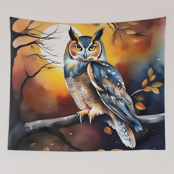 Item preview, Autumn Owl Among Colorful Fall Leaves designed and sold by WaterBirdArt.
