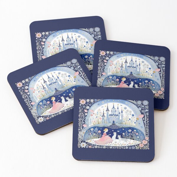 Item preview, Princess and Cats - Enchanted Fairytale Castle Art Print designed and sold by YukiKenji.