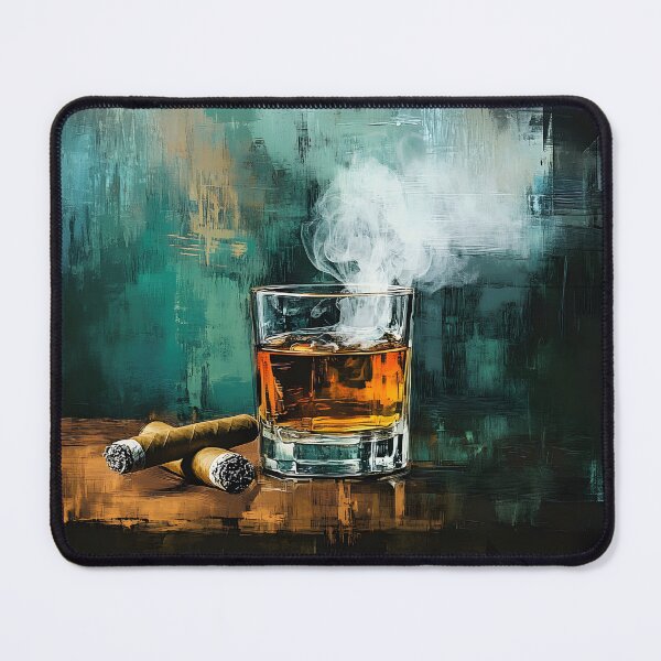 Item preview, Whiskey and Cigars - Moody Atmosphere with Abstract Turquoise and Green Abstract Digital Art AI Generated designed and sold by OlfactoART Studio.