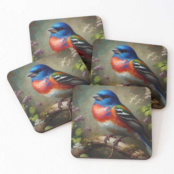 Item preview, Painted Bunting Perched in a Lush Garden designed and sold by mustardseed-410.
