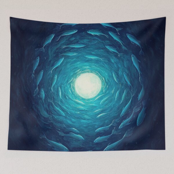 Item preview, Into the Deep Light - Surreal Fish Spiral designed and sold by Magical Art Store.