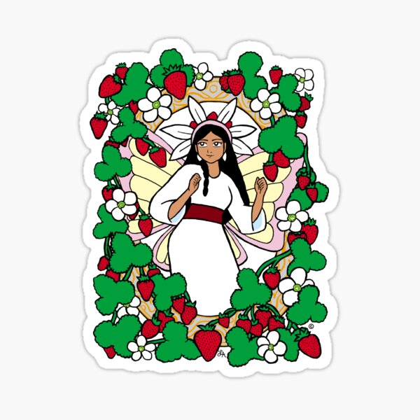 Item preview, Native American Indigenous Flower Fairy - Strawberry designed and sold by Lauren-Amanda.
