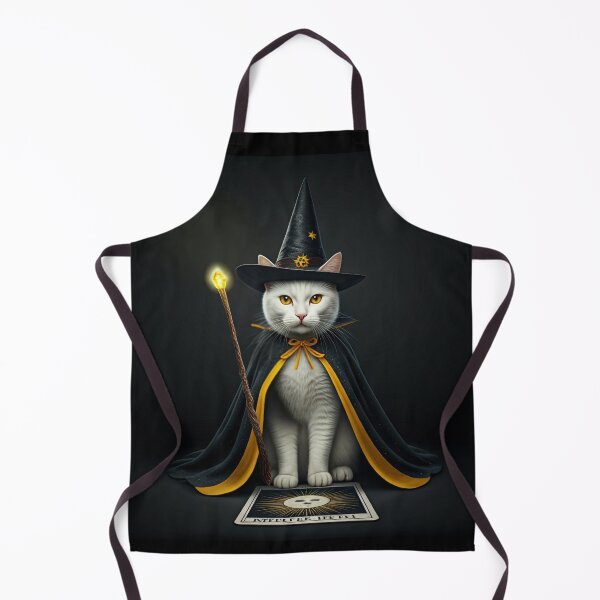 Item preview, The Feline Wizard: A Tarot Card of Magic and Mystery. Magical Cat in Yellow and Black Wizard Outfit. designed and sold by MarCreativArt.