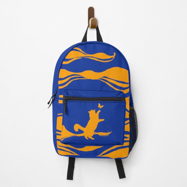 Item preview, Minimal Cute Cat Catching a Butterfly (orange and blue) designed and sold by Kataverse.
