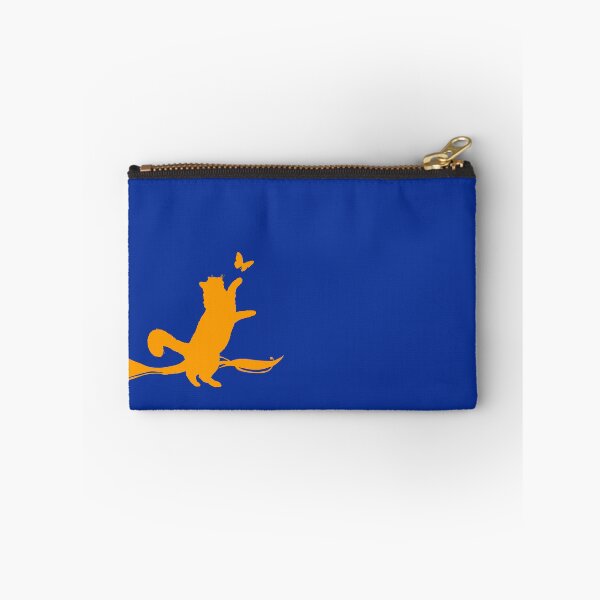 Item preview, Minimal Cute Cat Catching a Butterfly (orange and blue) designed and sold by Kataverse.