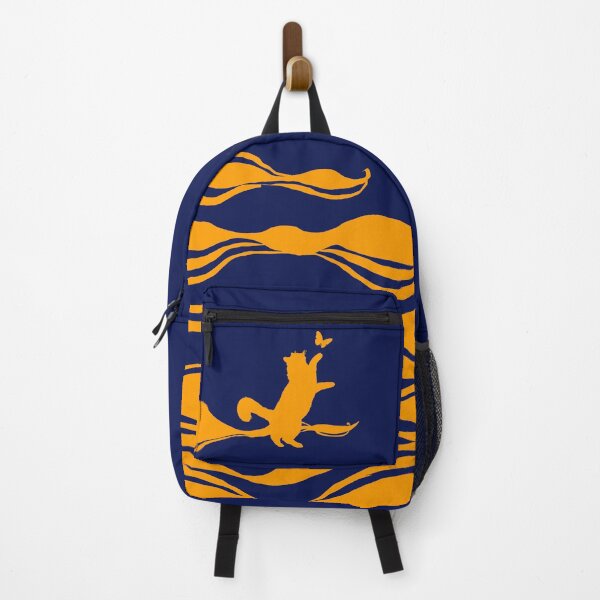 Item preview, Minimal Cute Cat Catching a Butterfly (orange and navy blue) designed and sold by Kataverse.