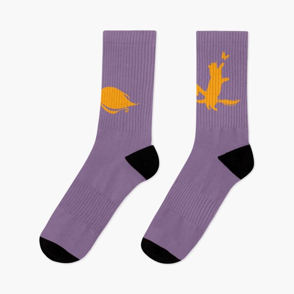 Item preview, Minimal Cute Cat Catching a Butterfly (orange and lavender) designed and sold by Kataverse.