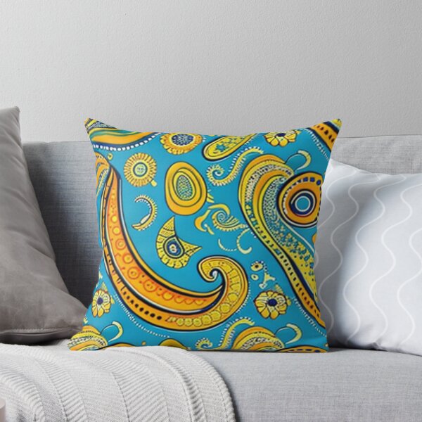 Item preview, Paisley pattern design № 2 – Playful Yellow-Blue designed and sold by Art in Bloom.
