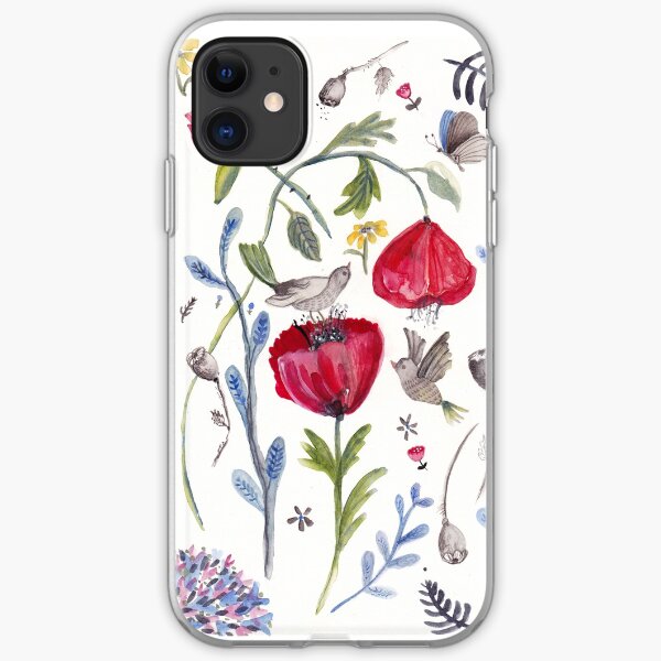 Red poppies and roses iPhone Soft Case