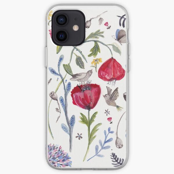 Red poppies and roses iPhone Soft Case