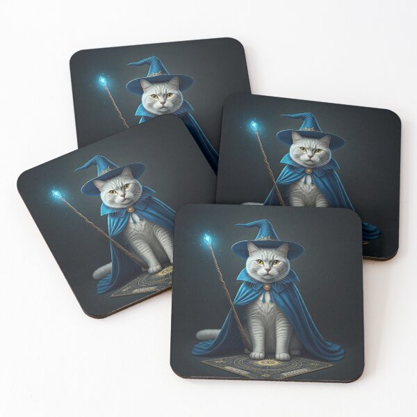 Item preview, The Feline Wizard: A Tarot Card of Magic and Mystery. Blue Magical Cat Wizard with Enchanting Hat. designed and sold by MarCreativArt.