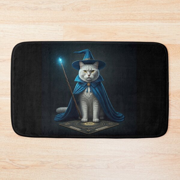 Item preview, The Feline Wizard: A Tarot Card of Magic and Mystery. Blue Magical Cat Wizard with Enchanting Hat. designed and sold by MarCreativArt.