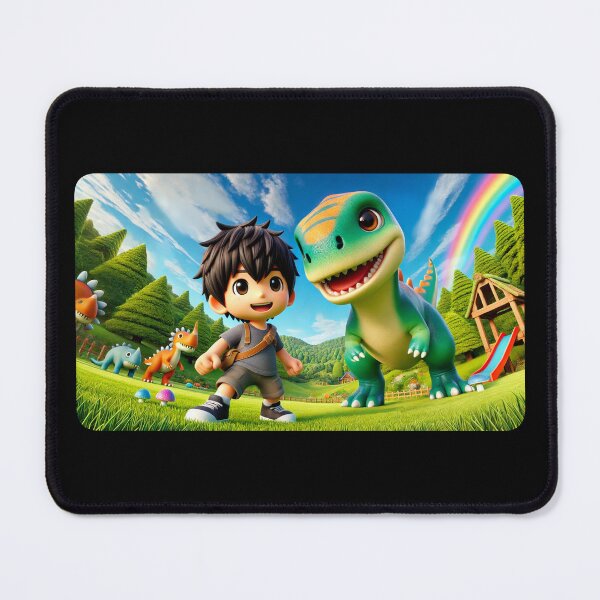 Item preview, A kid with his dinosaur best friend designed and sold by Manic Merch Designs.