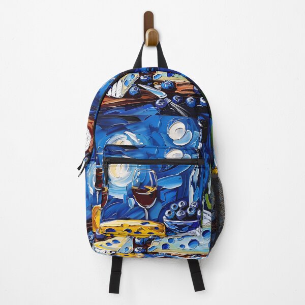 Item preview, Surreal Night Sky with Cheese, Wine, and Blueberries - Bold Colors and Dynamic Brushstrokes designed and sold by OlfactoART Studio.