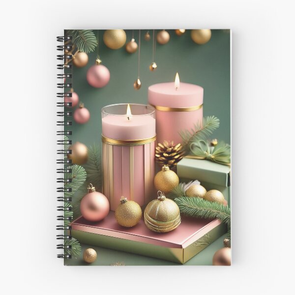 Item preview, Pink candles, golden ornaments, and presents create a festive Christmas scene designed and sold by homydesign.