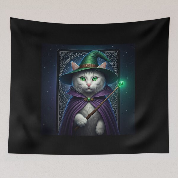 Item preview, The Feline Wizard: A Tarot Card of Magic and Mystery. Magical Cat Wizard - Amulet of Luck designed and sold by MarCreativArt.