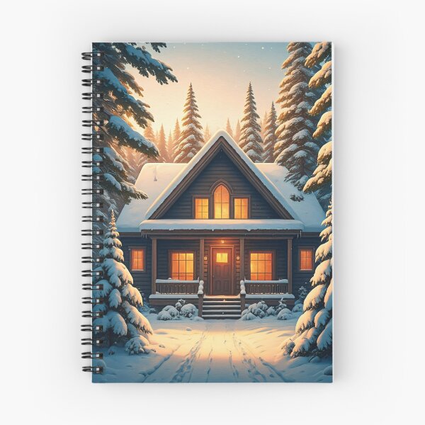 Item preview, A cozy wooden cabin sits nestled in a snowy forest, its warm glow contrasting the winter wonderland designed and sold by homydesign.