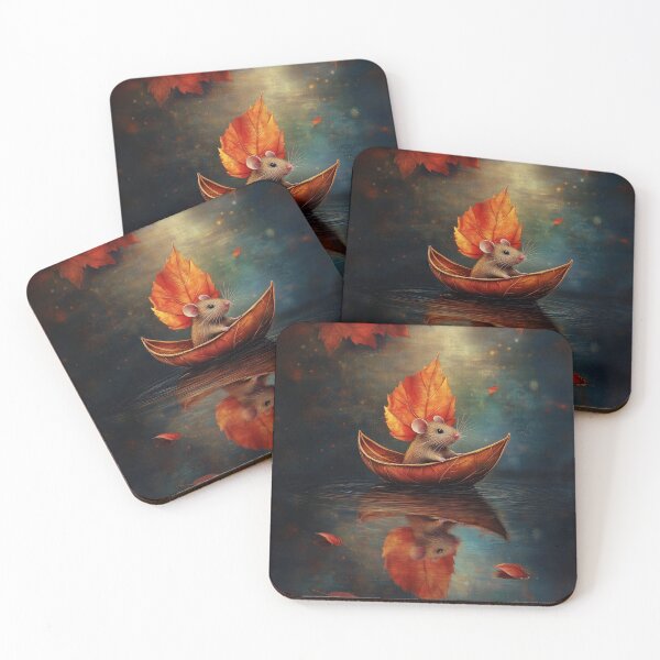 Item preview, Autumn Mouse Sailing on Leaf Boat  designed and sold by Magical Art Store.