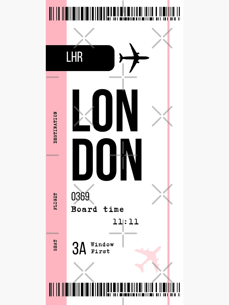 London Boarding Pass - Pink Sticker