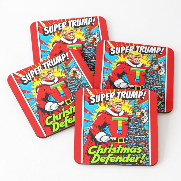 Item preview, Rainbow T Super Trump Christmas Defender - Vintage Pop Art Print designed and sold by Earth Nature Creations.