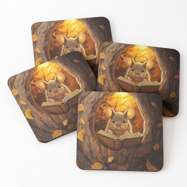 Item preview, Wise Little Mouse Reading in Autumn Tree Hollow designed and sold by Magical Art Store.