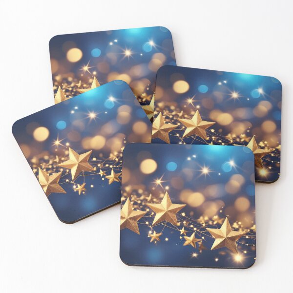 Item preview, Golden stars sparkle and shine against a backdrop of twinkling lights designed and sold by homydesign.