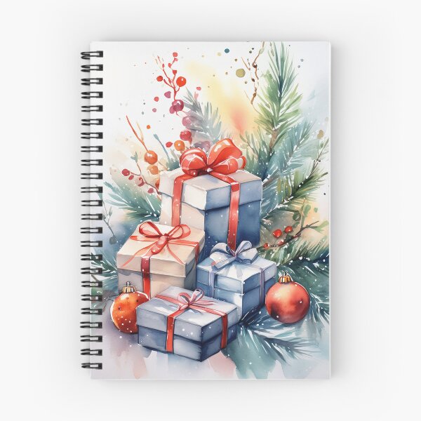 Item preview, Watercolor of gifts with pine and berries. Festive mood evoked designed and sold by homydesign.