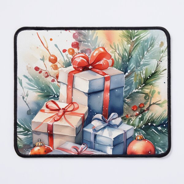 Item preview, Watercolor of gifts with pine and berries. Festive mood evoked designed and sold by homydesign.