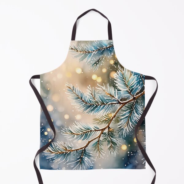 Item preview, Glowing bokeh lights surround snow-dusted pine branches in a soft, wintry scene designed and sold by homydesign.