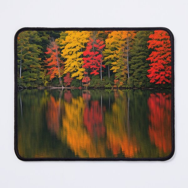 Item preview, A serene lake reflecting the vibrant colors of autumn foliage designed and sold by homydesign.