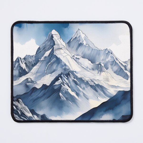 Item preview, A majestic mountain range with snow-capped peaks against a dramatic blue sky designed and sold by homydesign.